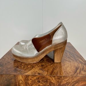 Rachel Comey Silver with wood platform high heel